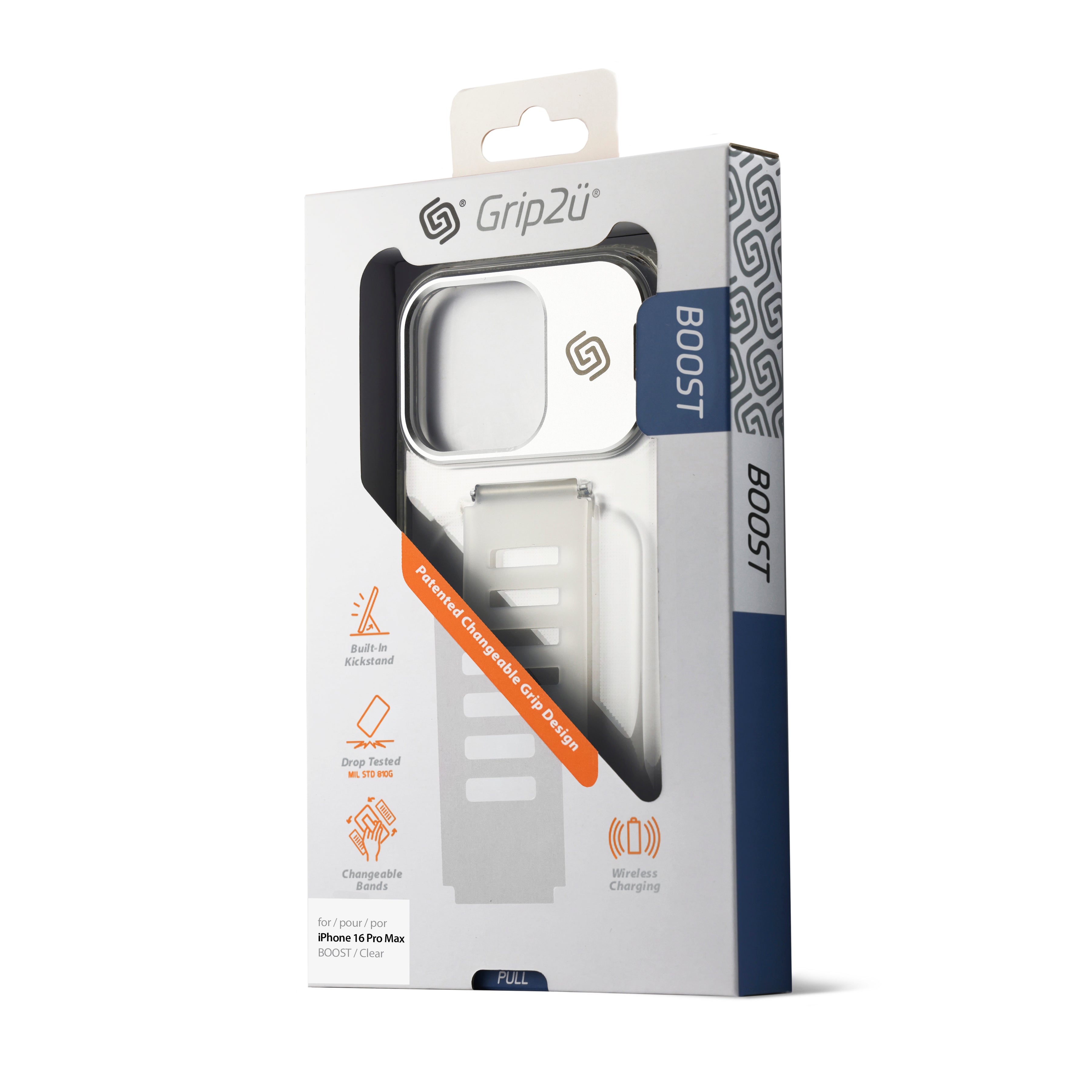 Grip2U iPhone 16 Pro Max Boost Case with Kickstand | Clear Grip2U iPhone 16 Pro Max Boost Case with Kickstand | Clear